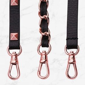 Chez Couture Phone or Bag Strap in Black with Rose Gold Hardware
